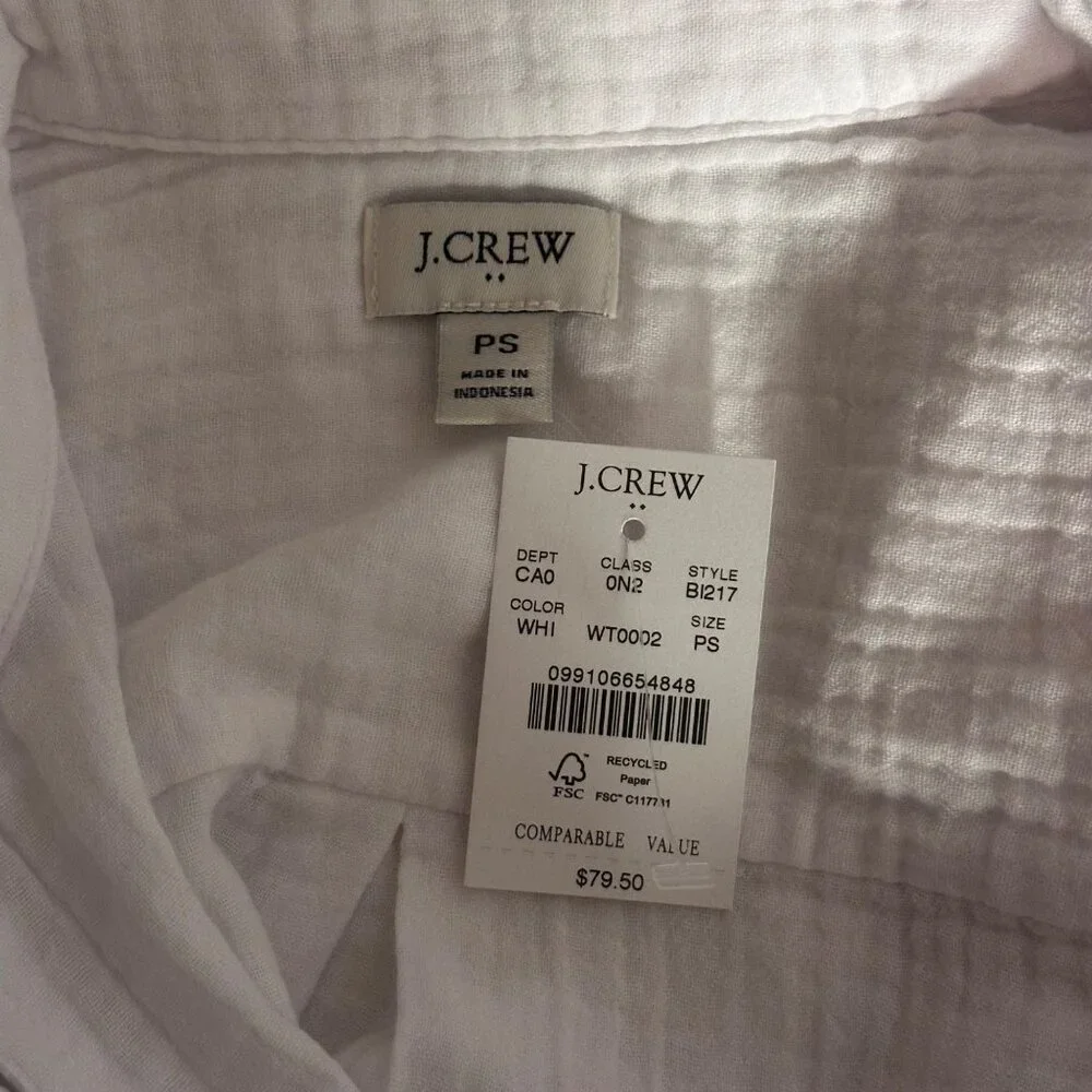 J.CREW Womens Classic Shirt Sz PS Garcon in cotton-Linen Gauze Botton-up Casual - Picture 4 of 12